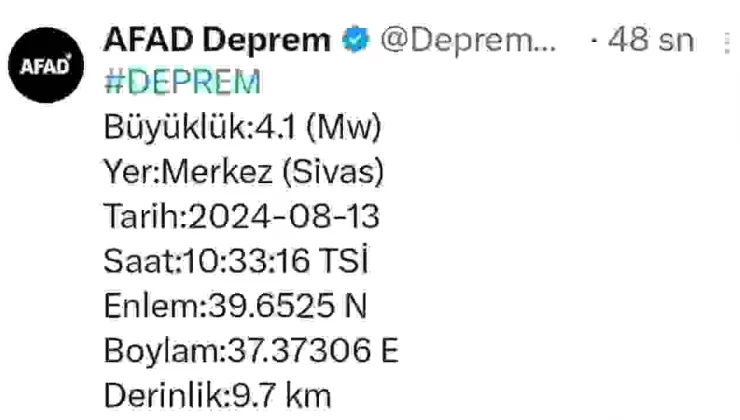 Sivas’ta 4.1 Büyüklüğünde Deprem: Kandilli ve AFAD’dan Farklı Raporlar